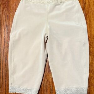 Lace Trim Beige Shapewear long Shorts